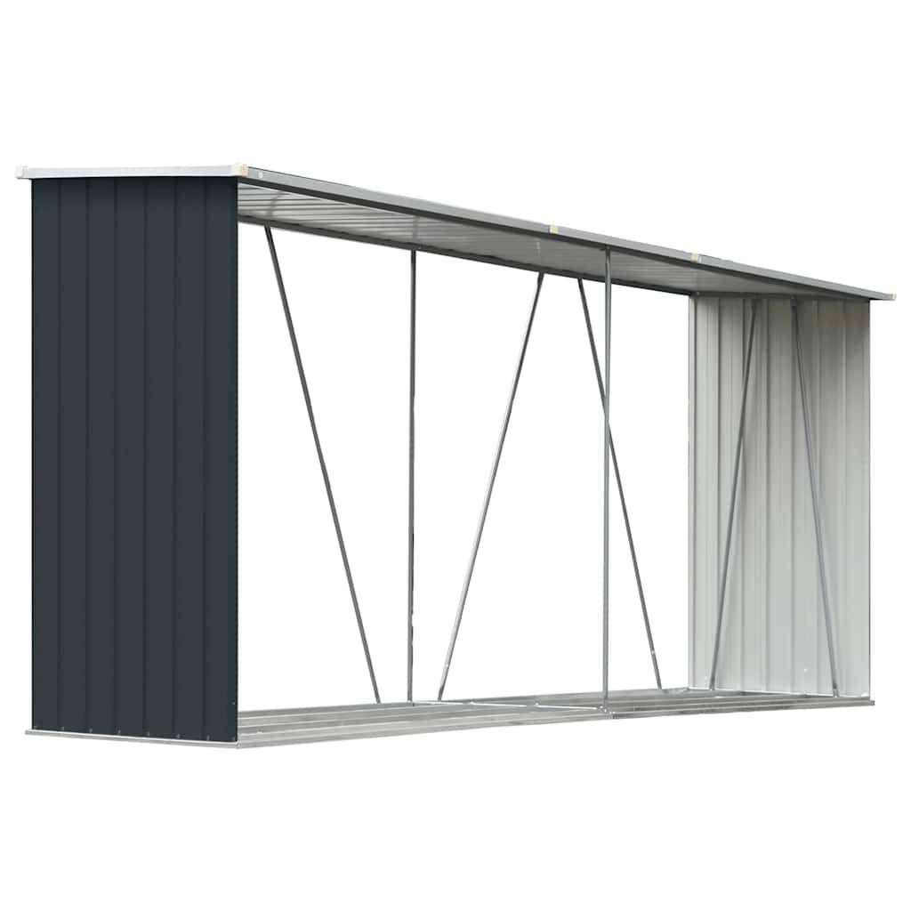 Grand Abri à bûches Acier Galvanisé Design Moderne 330x84x152cm Anthracite - ComfortXL Outdoor Living - Image 2