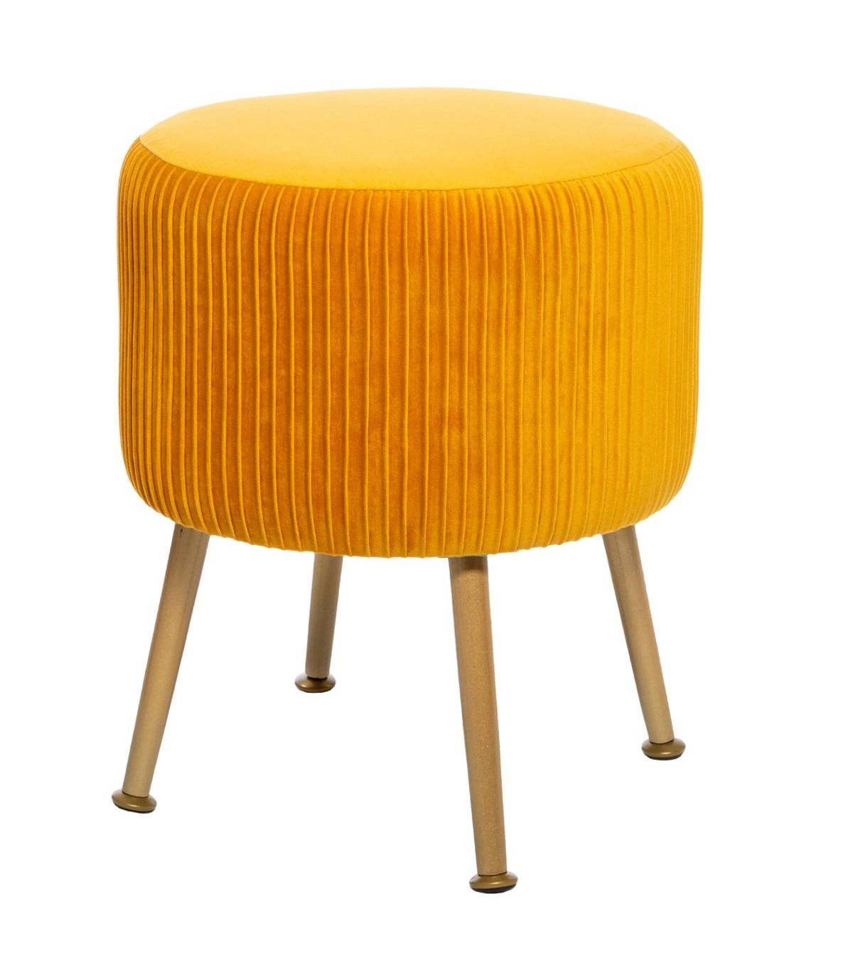 Tabouret en Velours Ocre plissé H 41 cm - Image 1