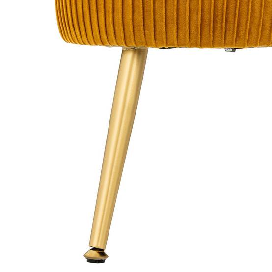 Atmosphera - Tabouret "Solaro" velours plissé jaune moutarde - Atmosphera Créateur d'intérieur - Image 2