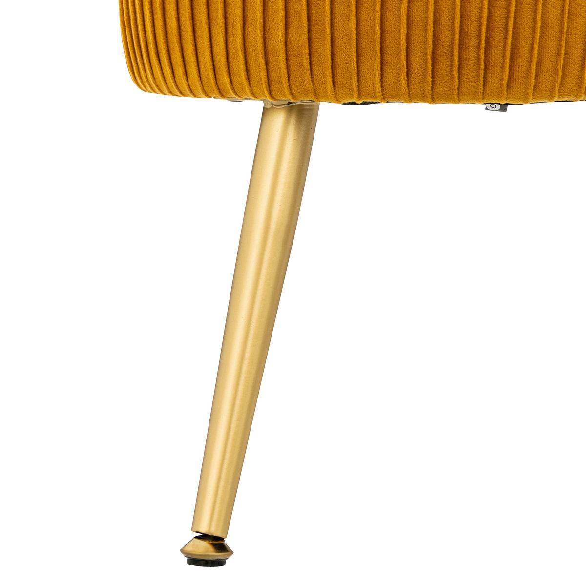 Atmosphera - Tabouret "Solaro" velours plissé jaune moutarde - Atmosphera Créateur d'intérieur - Imagen 2