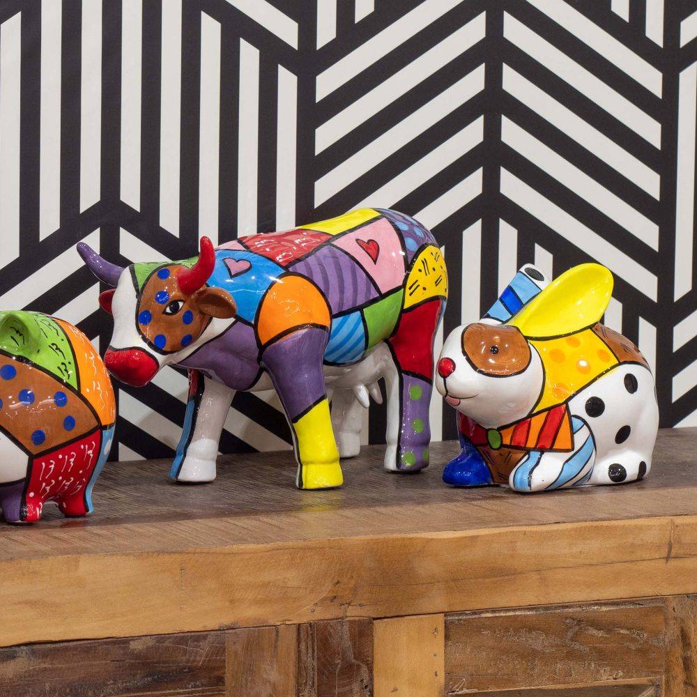 Origen - Vache en dolomite peinture multicolore - Imagen 2