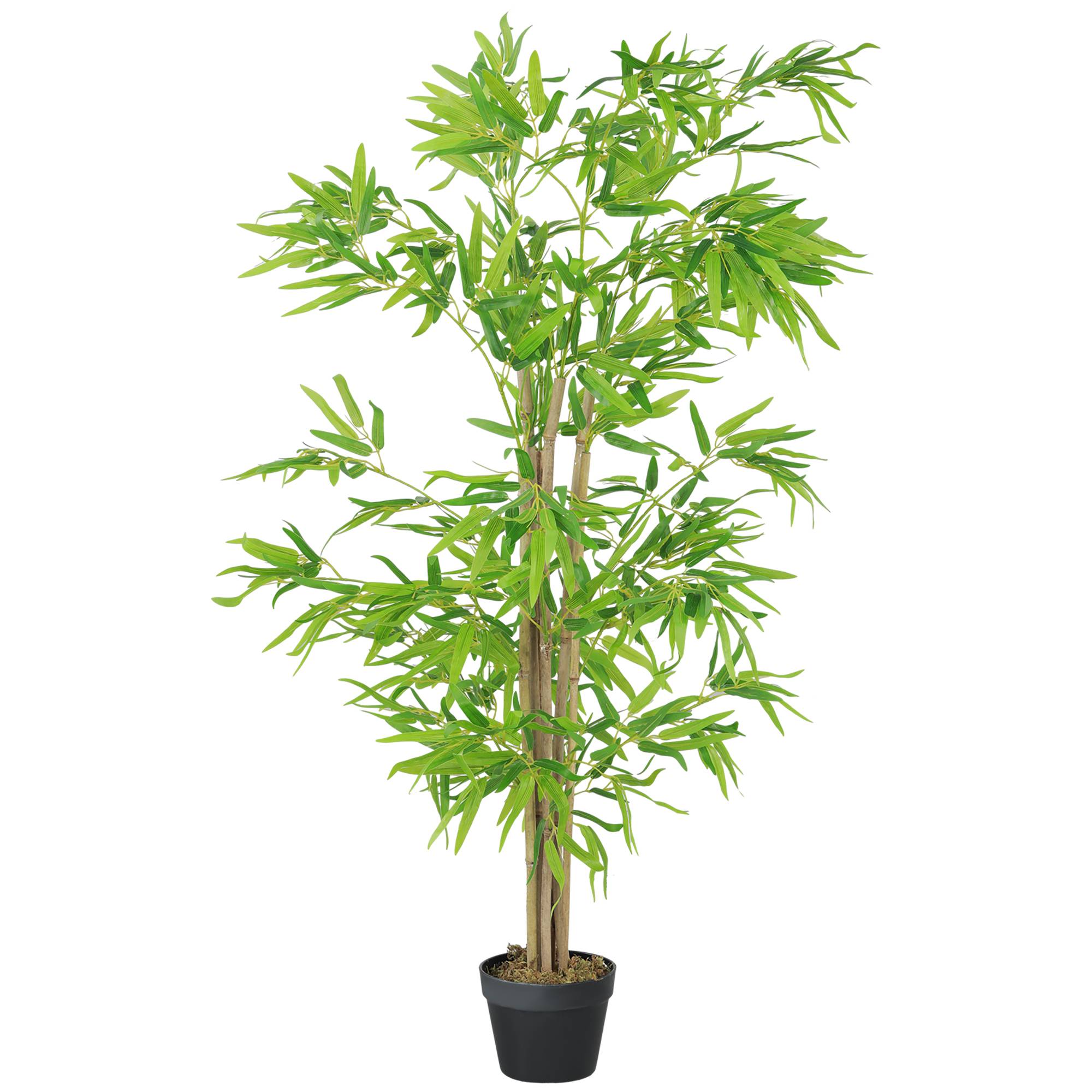 Bambous artificiels 1,20H m réalistes par Bambou avec Vrais Troncs - Pot Inclus Noir Vert