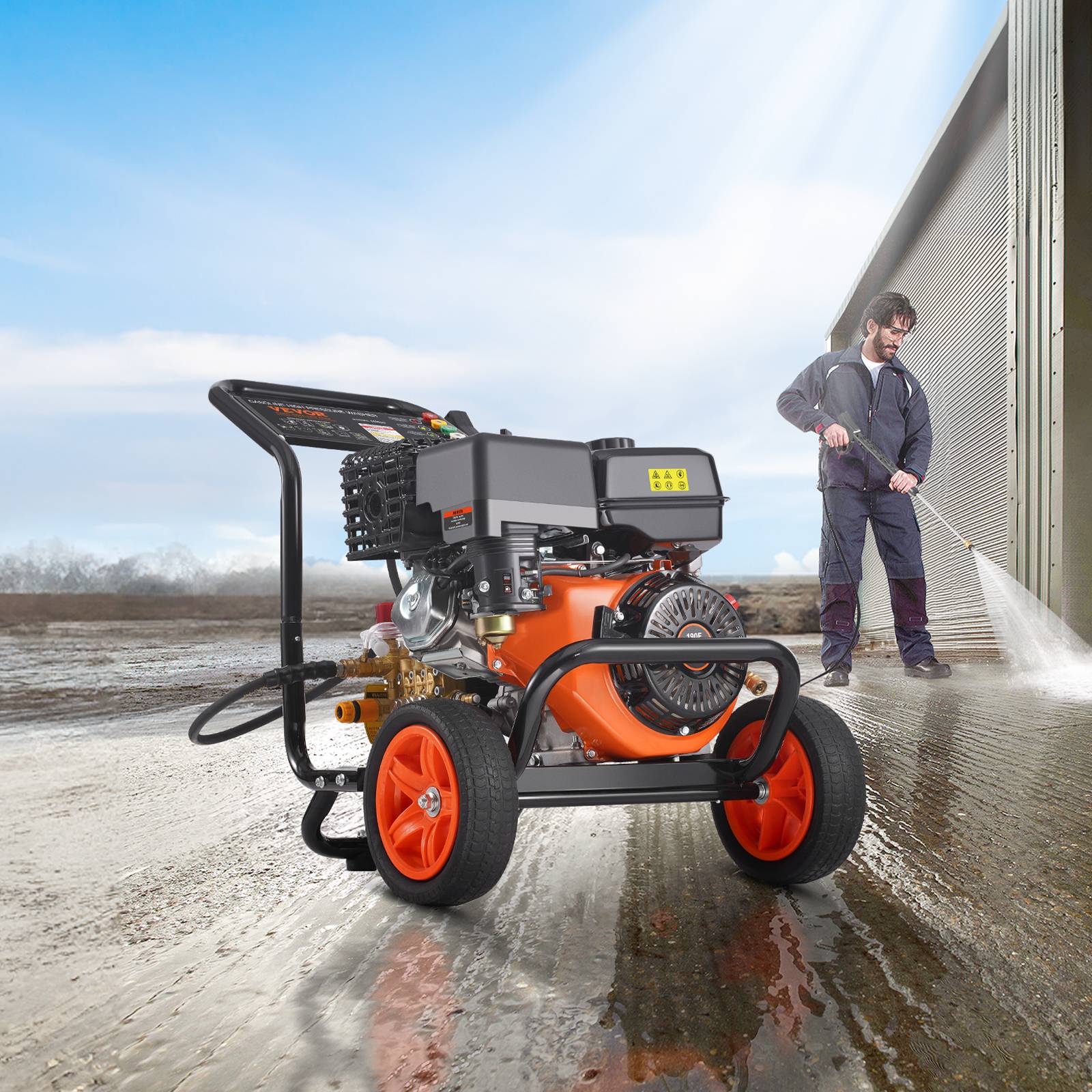Vevor - VEVOR Nettoyeur Haute Pression Essence 4400 PSI 15 L/min, Pompe Cuivre, 5 Buses, pour Voitures. - Image 8