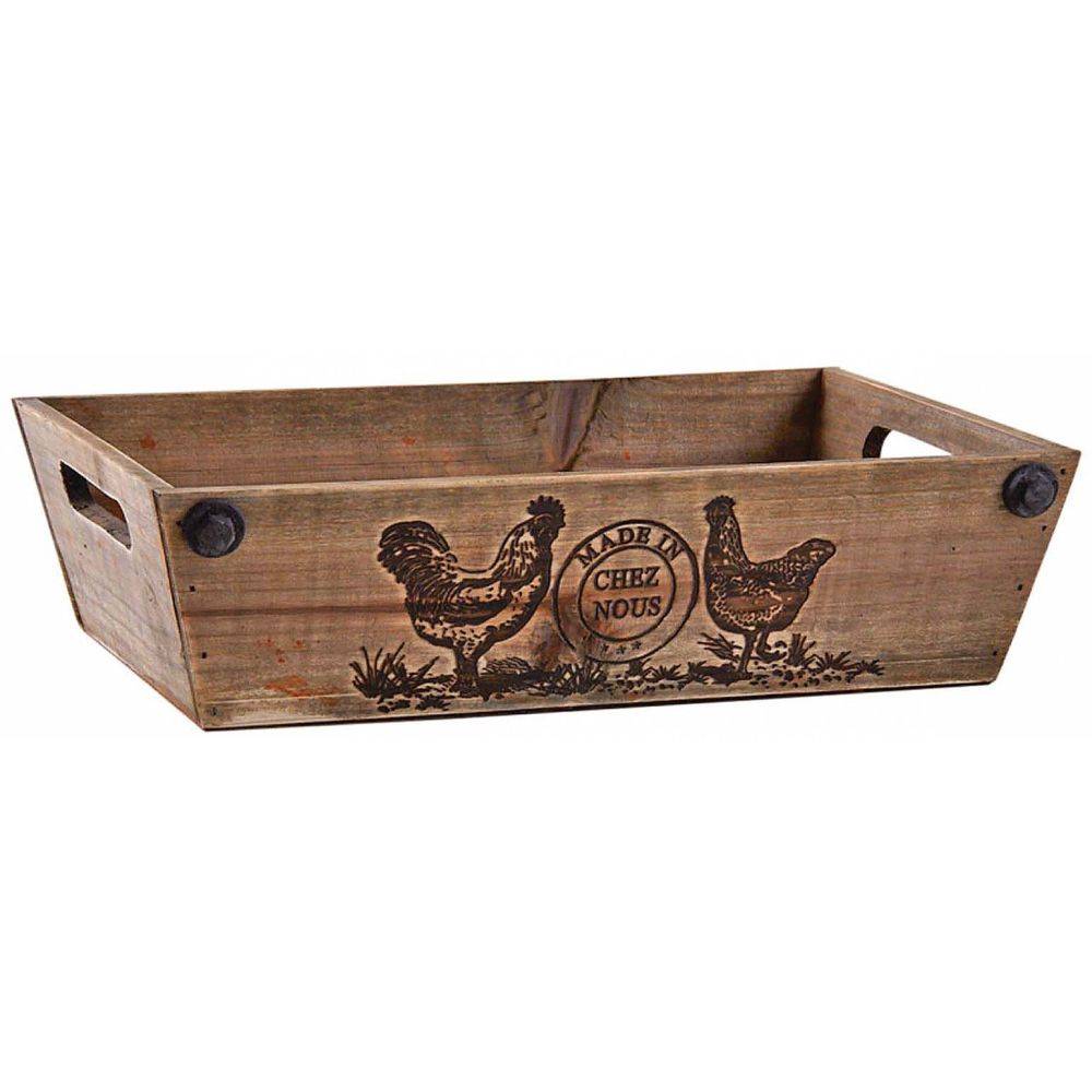 Aubry Gaspard - Manne en bois teinté Made in chez nous (Lot de 2) - Imagen 2