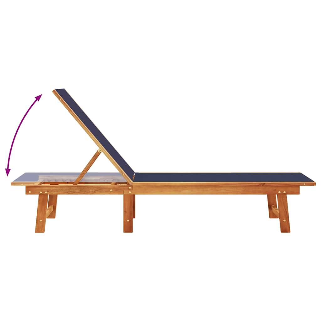 Maison Chic - Chaise longue | Transat | Bain de soleil bleu bois d'acacia solide et textilène - Image 6