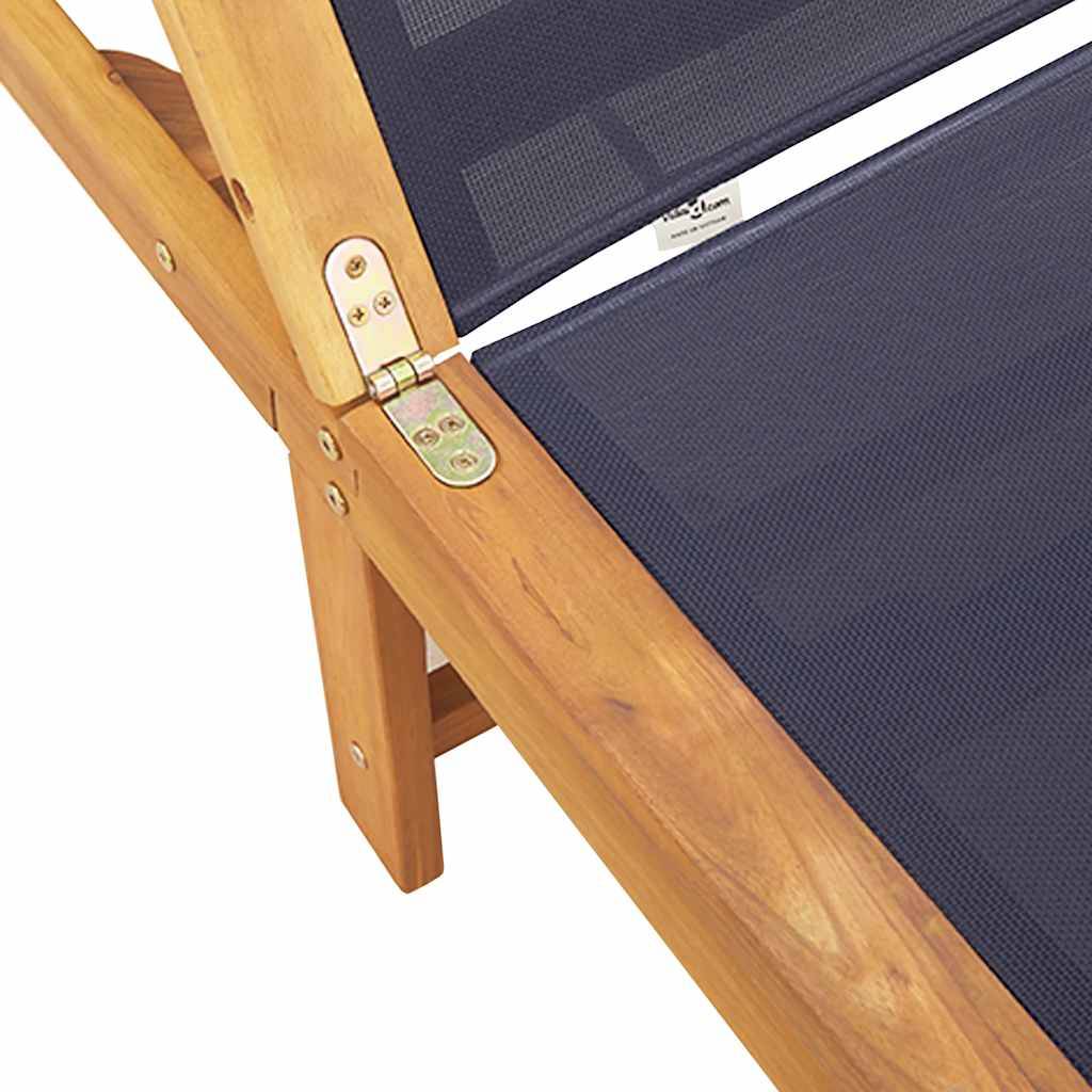 Maison Chic - Chaise longue | Transat | Bain de soleil bleu bois d'acacia solide et textilène - Image 7
