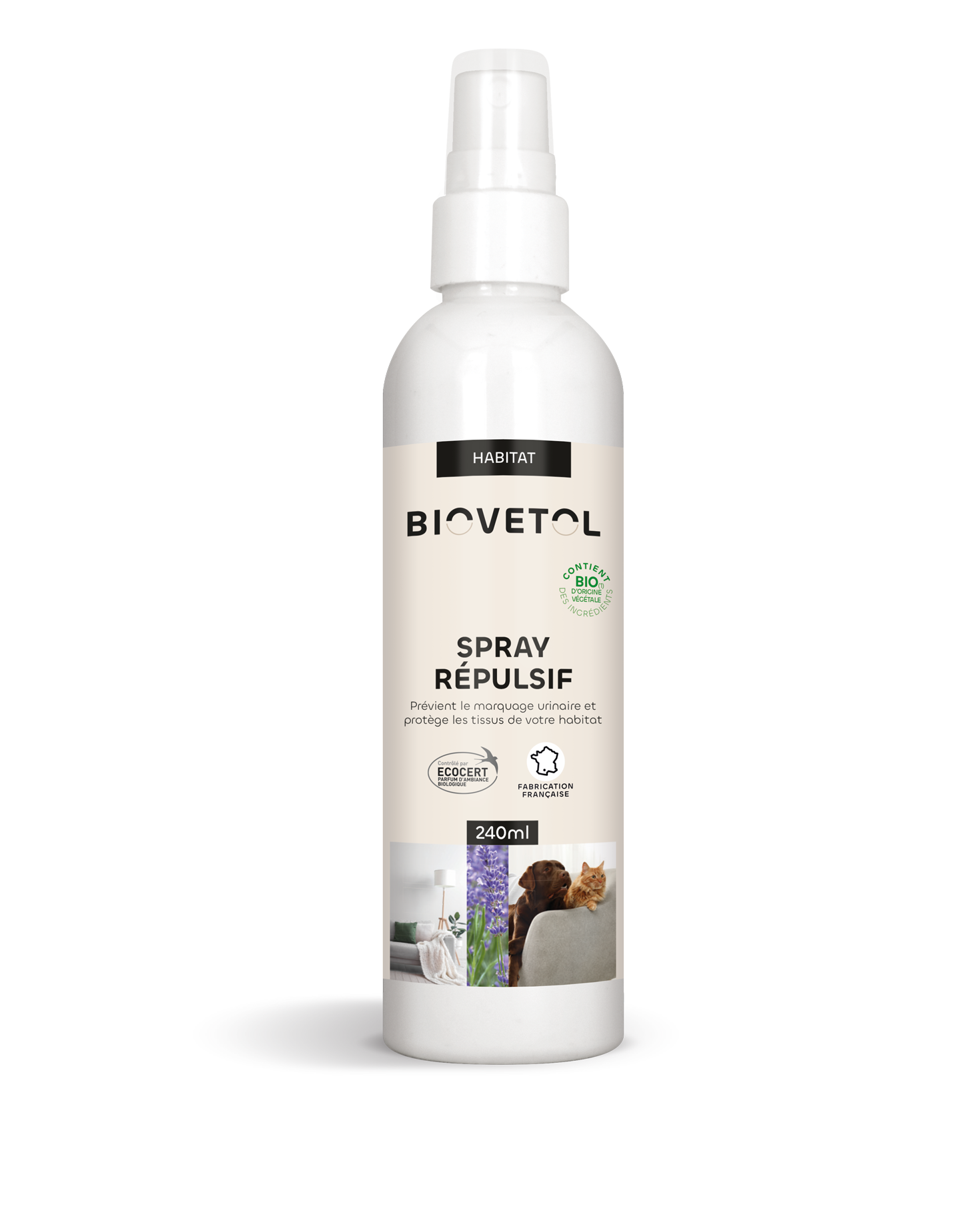 Biovetol - Spray Répulsif Chien et Chat Bio - 240ml