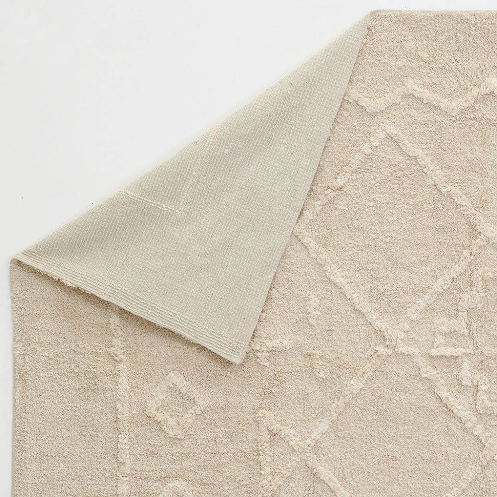 Aubry Gaspard - Tapis en coton tufté écru motifs ethniques 140 x 200 cm - Imagen 3