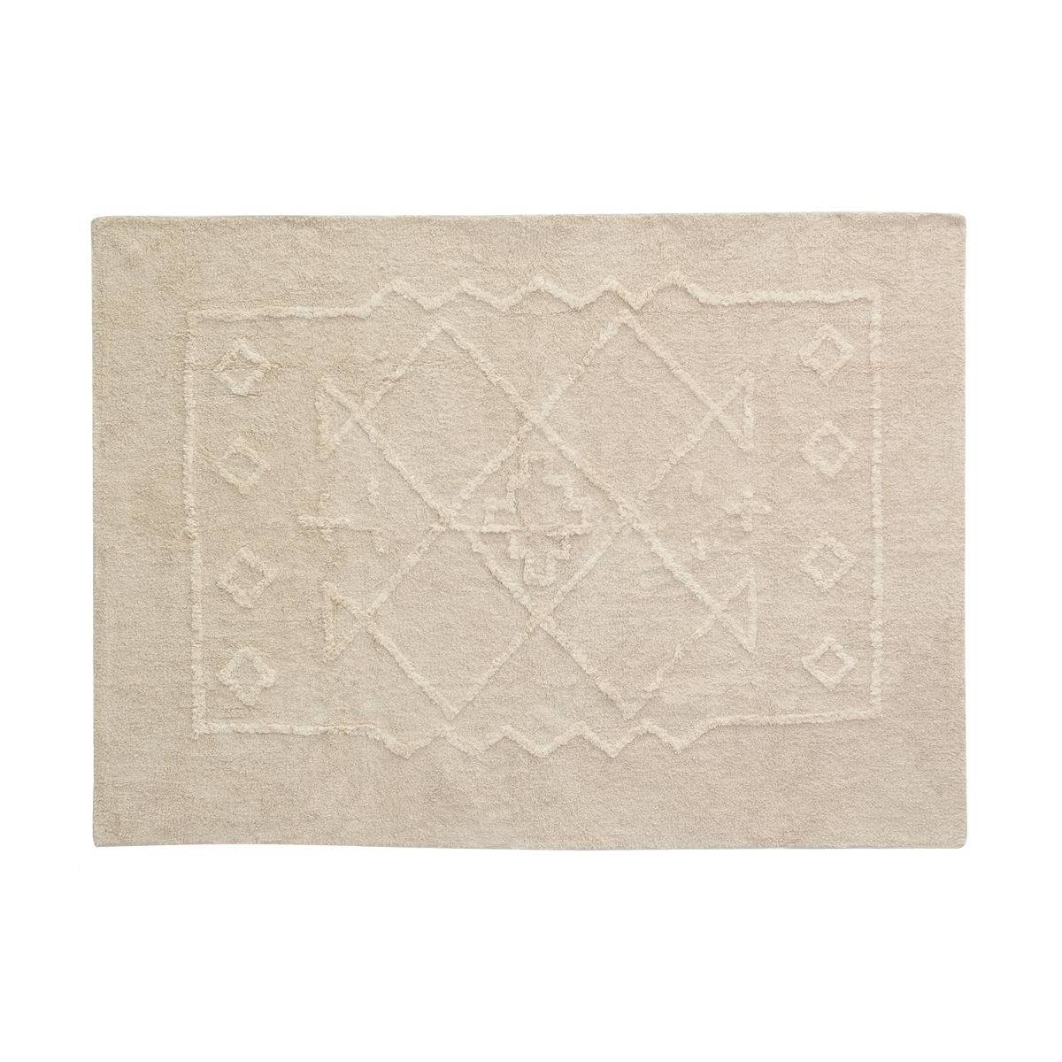 Aubry Gaspard - Tapis en coton tufté écru motifs ethniques 140 x 200 cm - Imagen 1