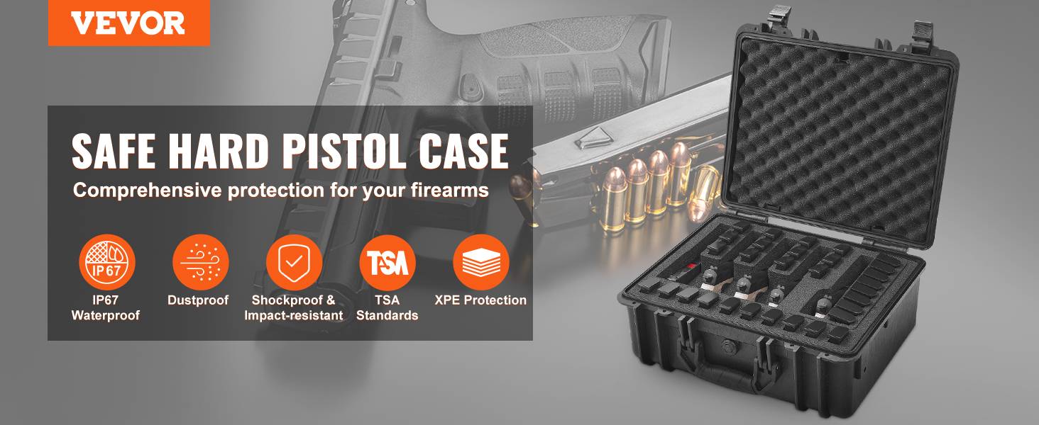 VEVOR Conteneurs pistolets durables, étanche, jusqu'à 5 pistolets, 18,9x16,3x8,5 po. - Image 9