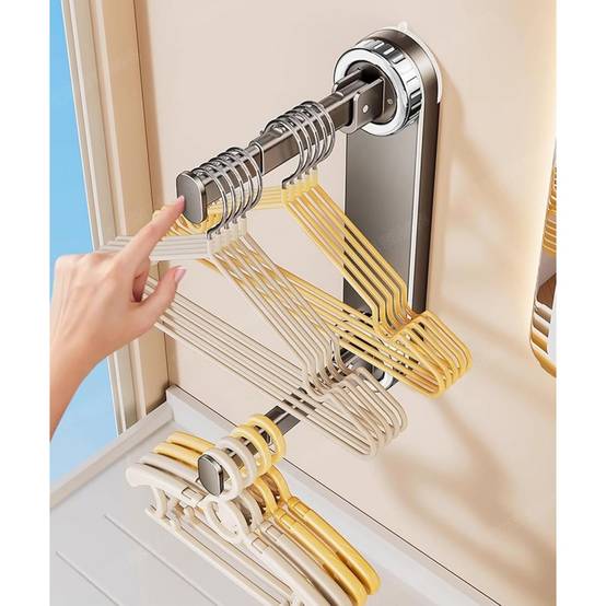 Étendoir à linge-Organisateur de cintres double couche – Fixation par ventouse – Capacité 20+ cintres – Pour buanderie et placard – Living123 - Image 7