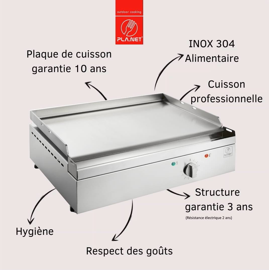 Plancha Planet - Plancha CHEF 80 ELEC - Lisse + Housse PLANET - Imagen 2