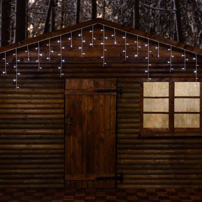 Lotti - Guirlande lumineuse stalactites 30M H60cm 720 LED blanc froid 8 modes câble blanc 24V Lotti - Imagen 7
