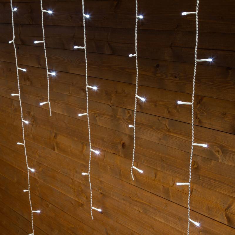 Lotti - Guirlande lumineuse stalactites 30M H60cm 720 LED blanc froid 8 modes câble blanc 24V Lotti - Imagen 3