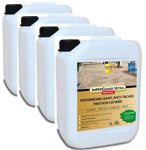 ImperGuard Ultra ProtectionSol Effet Satiné Imperméabilisant Pierre Poreuse Béton Durcisseur Joints 20L Traite 200m² - Image 1