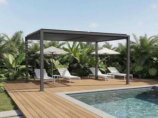 Pergola Bioclimatique Autoportante Avec Lames Orientables "howard" - 3 X 4 M - Gris -habitat Et Jardin - Image 2