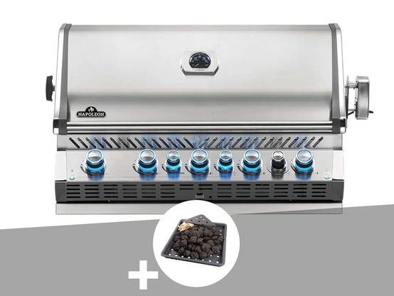 Napoleon - Barbecue gaz encastrable Prestige Pro 665 inox 5 brûleurs + Plateau charbon - Napoléon - Image 1