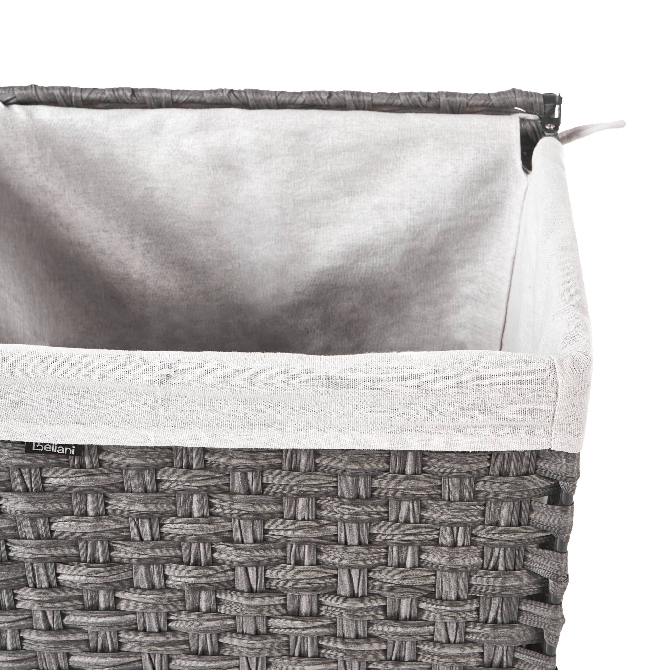Beliani - Paniers à linge Tissu Gris MUCUBAJI - 43x32x60- Beliani - Image 6