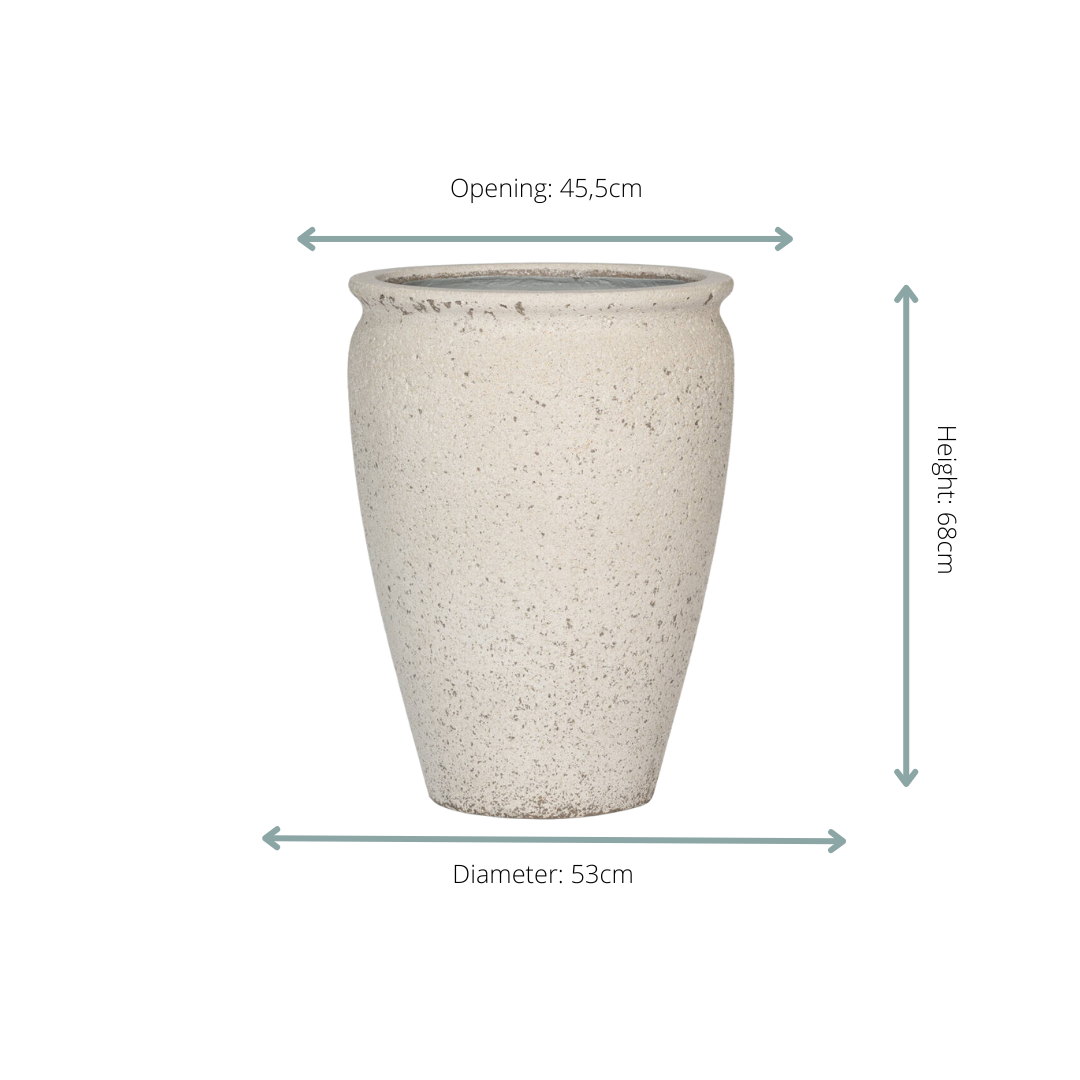 Pot de fleurs blanc craie - taille L - D.53cm x H.68cm - Image 2