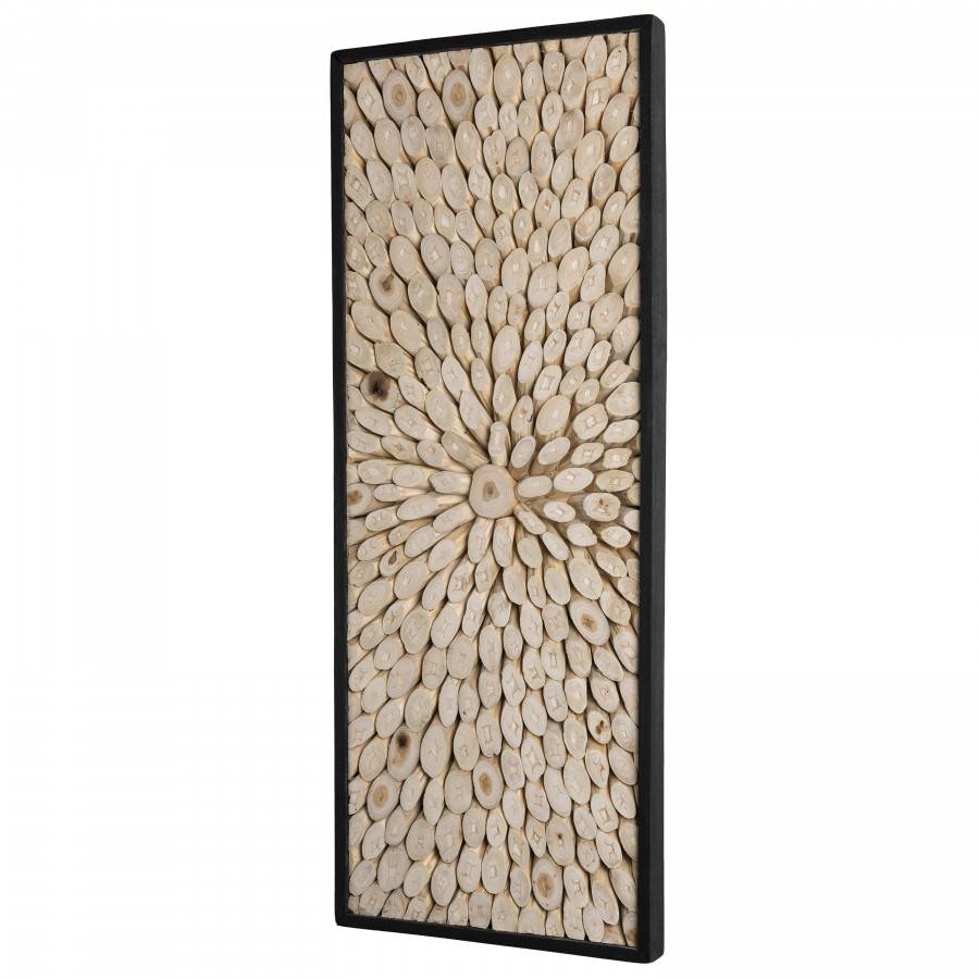 Macabane - SUZY - Décoration murale rectangulaire 100x40cm branches bois Teck nature - Imagen 4