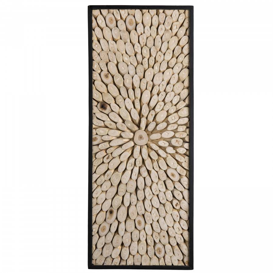 Macabane - SUZY - Décoration murale rectangulaire 100x40cm branches bois Teck nature - Imagen 1