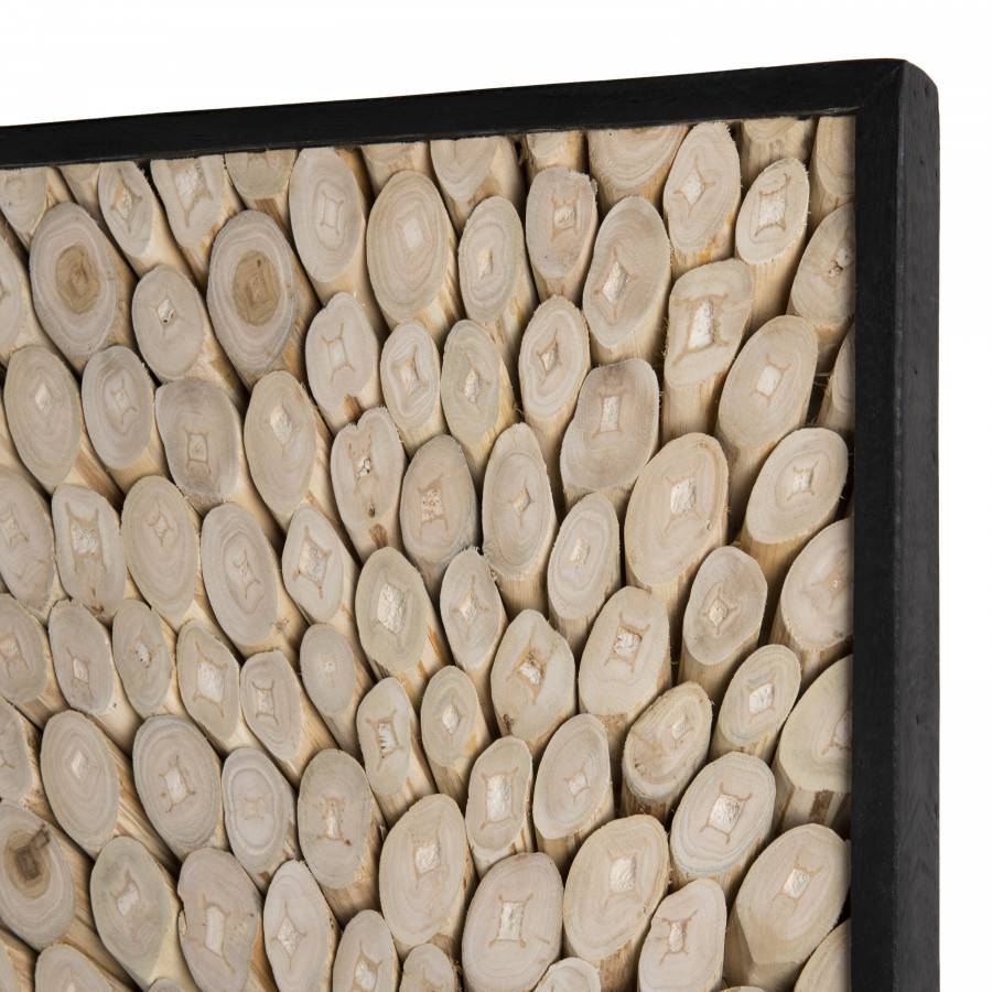 Macabane - SUZY - Décoration murale rectangulaire 100x40cm branches bois Teck nature - Imagen 3