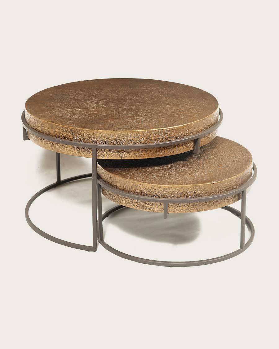 Marrakech - Table basse ronde gigogne en métal doré - UNIQKA - Imagen 4