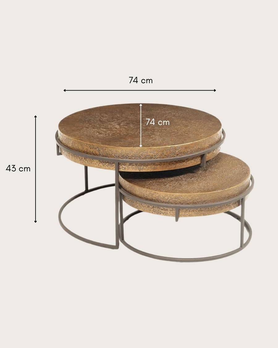 Marrakech - Table basse ronde gigogne en métal doré - UNIQKA - Imagen 8