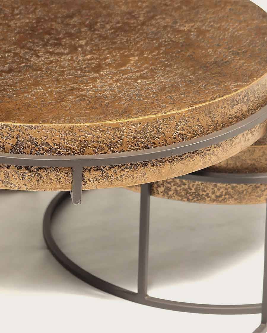 Marrakech - Table basse ronde gigogne en métal doré - UNIQKA - Imagen 6