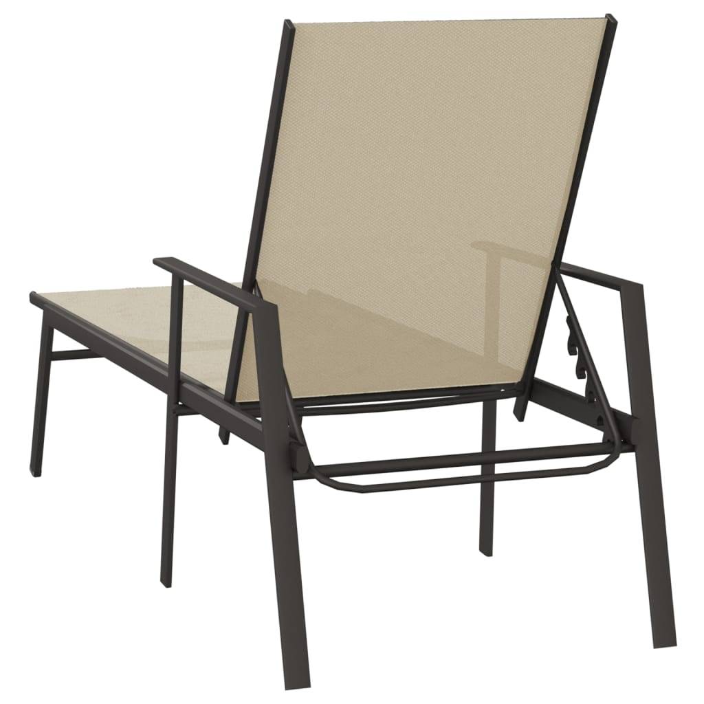 Helloshop26 - Transat chaise longue bain de soleil lit de jardin terrasse meuble d'extérieur acier et tissu textilène crème - Imagen 4