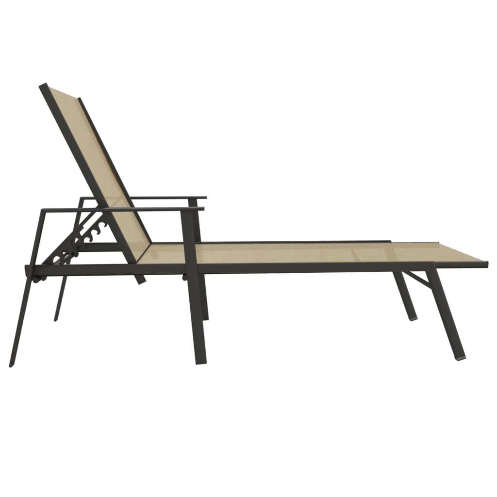 Helloshop26 - Transat chaise longue bain de soleil lit de jardin terrasse meuble d'extérieur acier et tissu textilène crème - Imagen 3