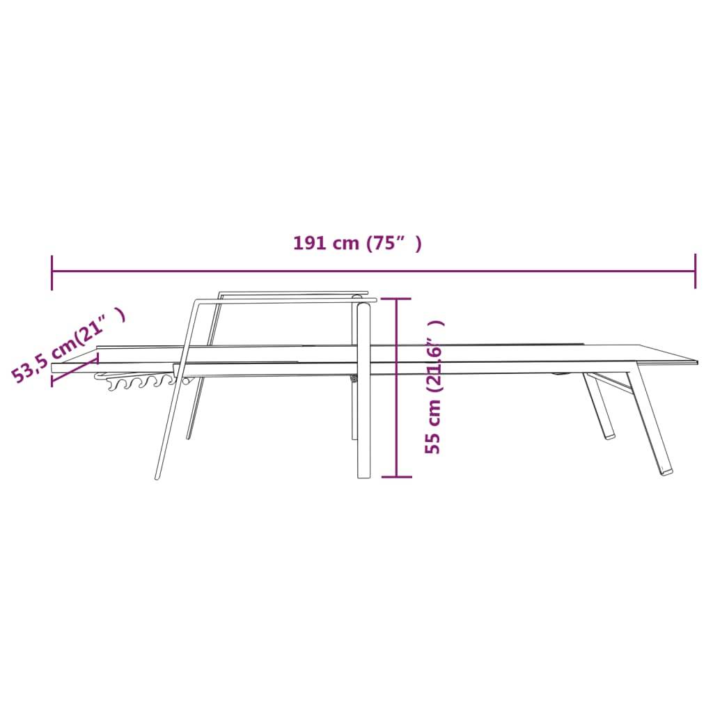 Helloshop26 - Transat chaise longue bain de soleil lit de jardin terrasse meuble d'extérieur acier et tissu textilène crème - Imagen 7