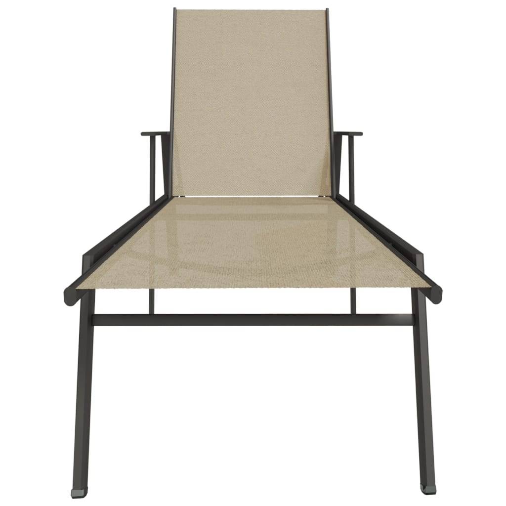 Helloshop26 - Transat chaise longue bain de soleil lit de jardin terrasse meuble d'extérieur acier et tissu textilène crème - Imagen 2