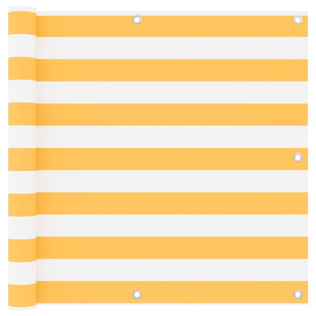 Helloshop26 - Écran de balcon brise pare vue protection confidentialité 90 x 500 cm tissu oxford blanc et jaune - Imagen 1
