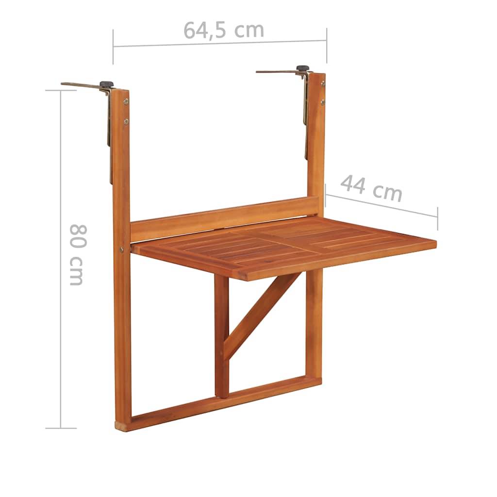 Table suspendue de balcon Bois d'acacia massif Marron 64.5 x 44 x 80 cm - PANGIVO - Image 6