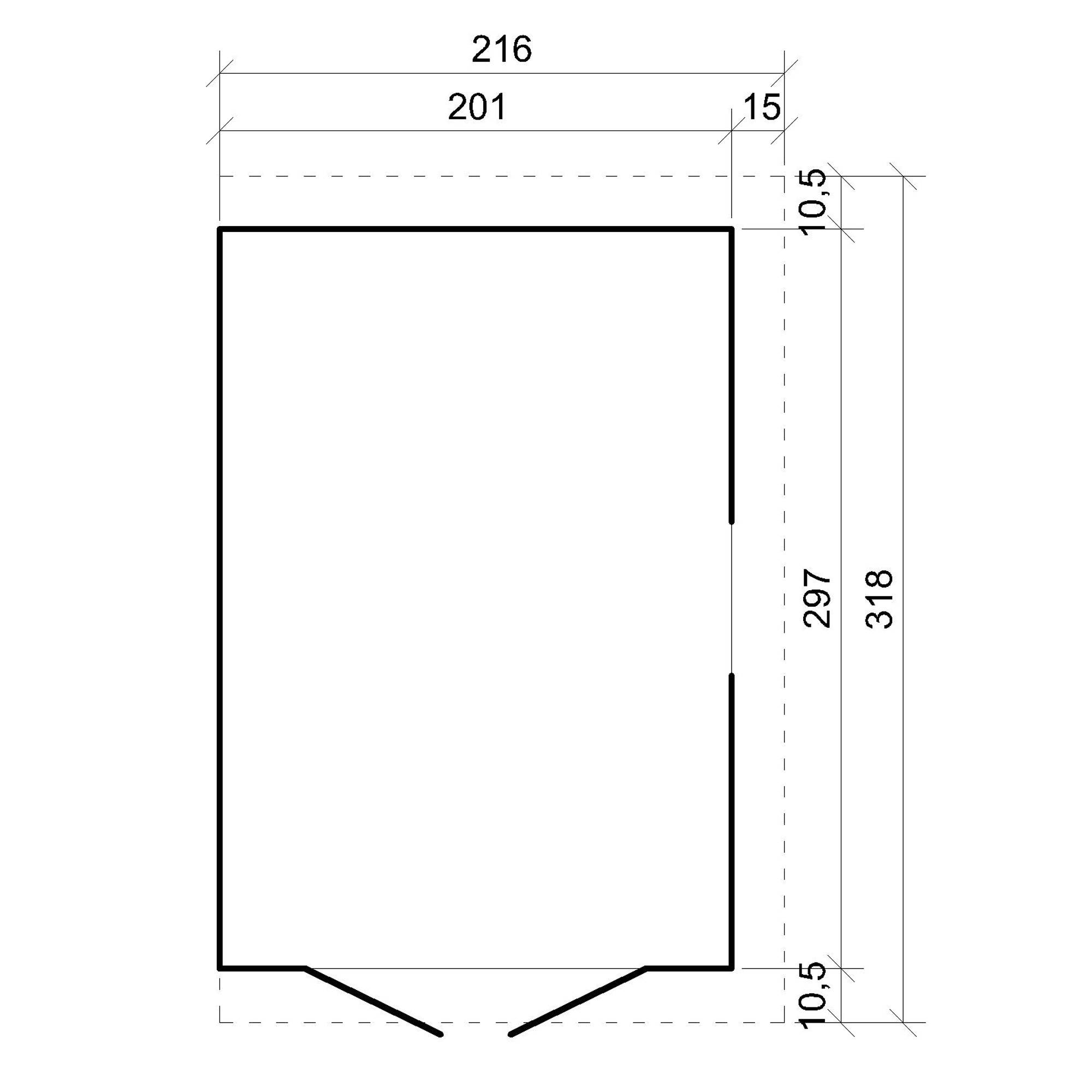 Timbela - Abri de Jardin en Bois Naturel H243x216x318 cm / 6 m² sans paroi latérale avec les planchers imprégné - 17 mm d’épaisseur - Timbela M339+M339G - Imagen 5