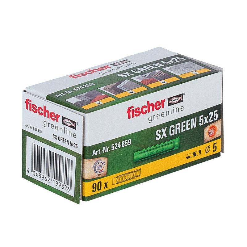 Fischer - Boite de 90 chevilles à expansion FISCHER SX - vert - taille Ø 5 x 25mm - FISCHER - Imagen 2