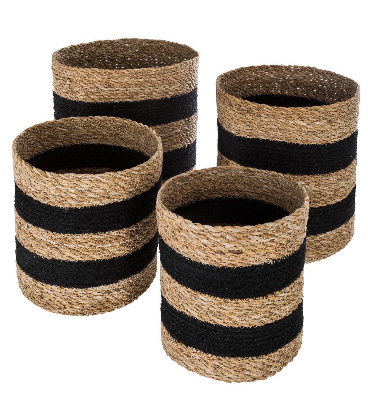 Set de 4 Paniers de rangement en Jute et Seagrass noir  et naturel - Imagen 1