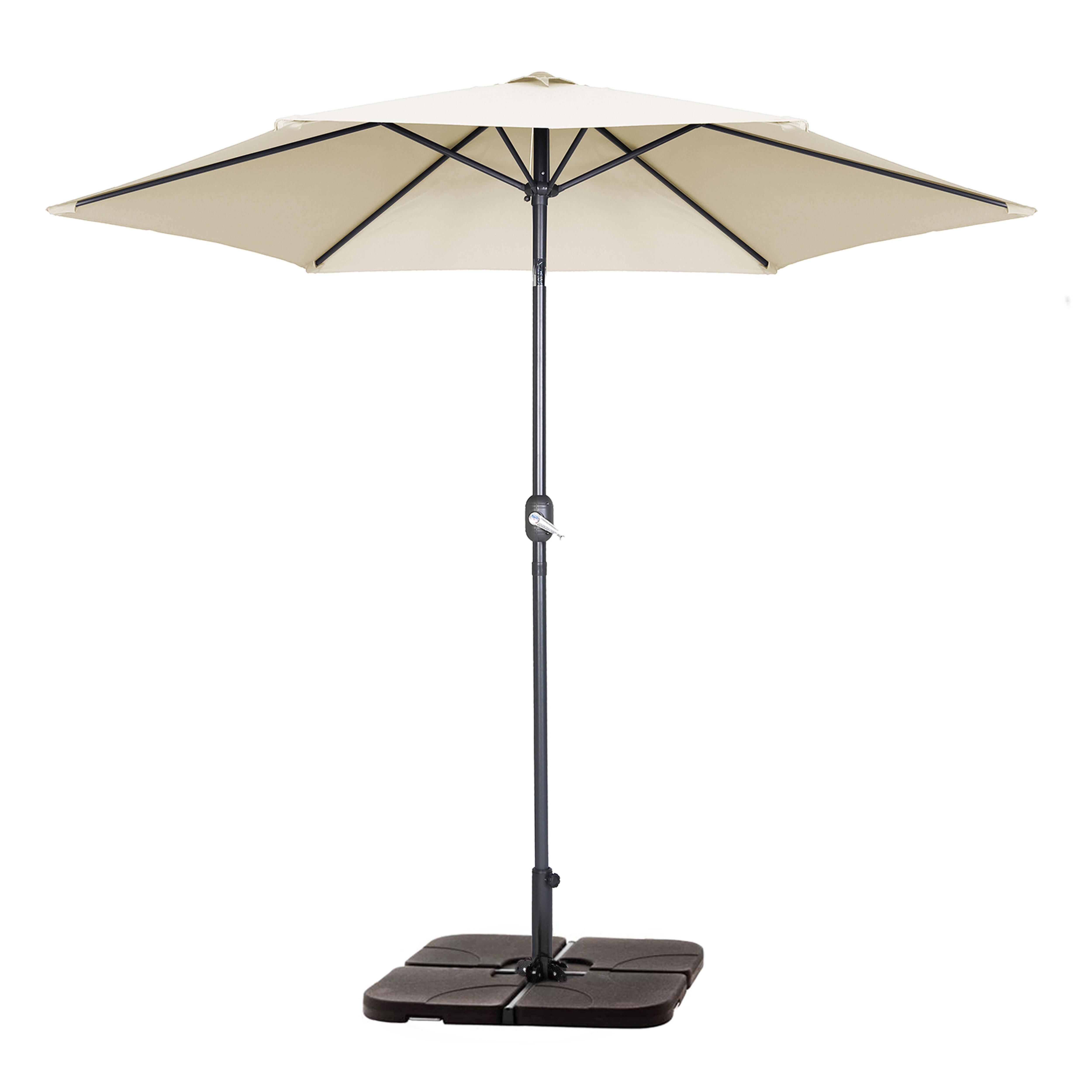 Oviala - Parasol droit inclinable 3m et 4 dalles à lester remplissables blanc Matera - Oviala - Imagen 1