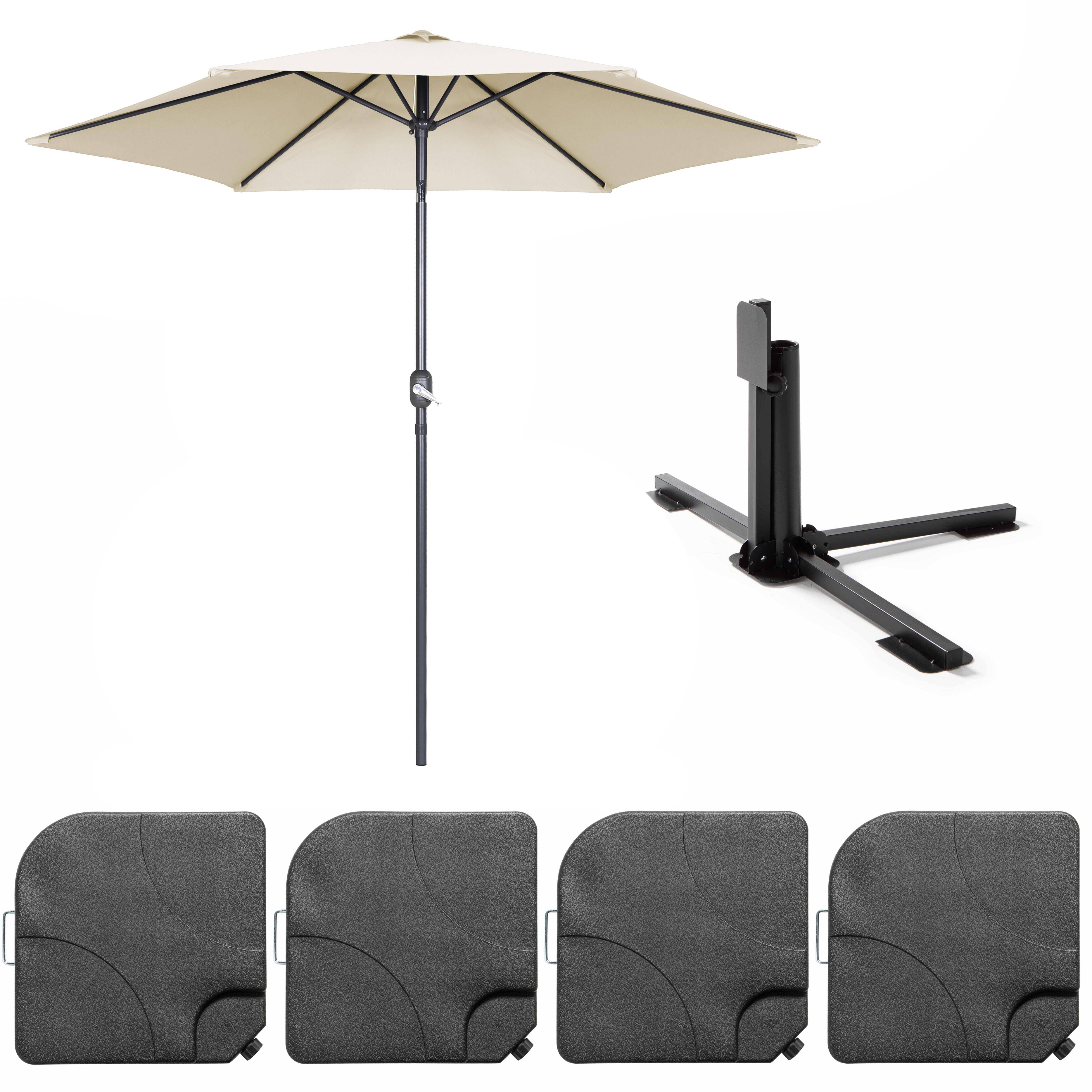 Oviala - Parasol droit inclinable 3m et 4 dalles à lester remplissables blanc Matera - Oviala - Imagen 2
