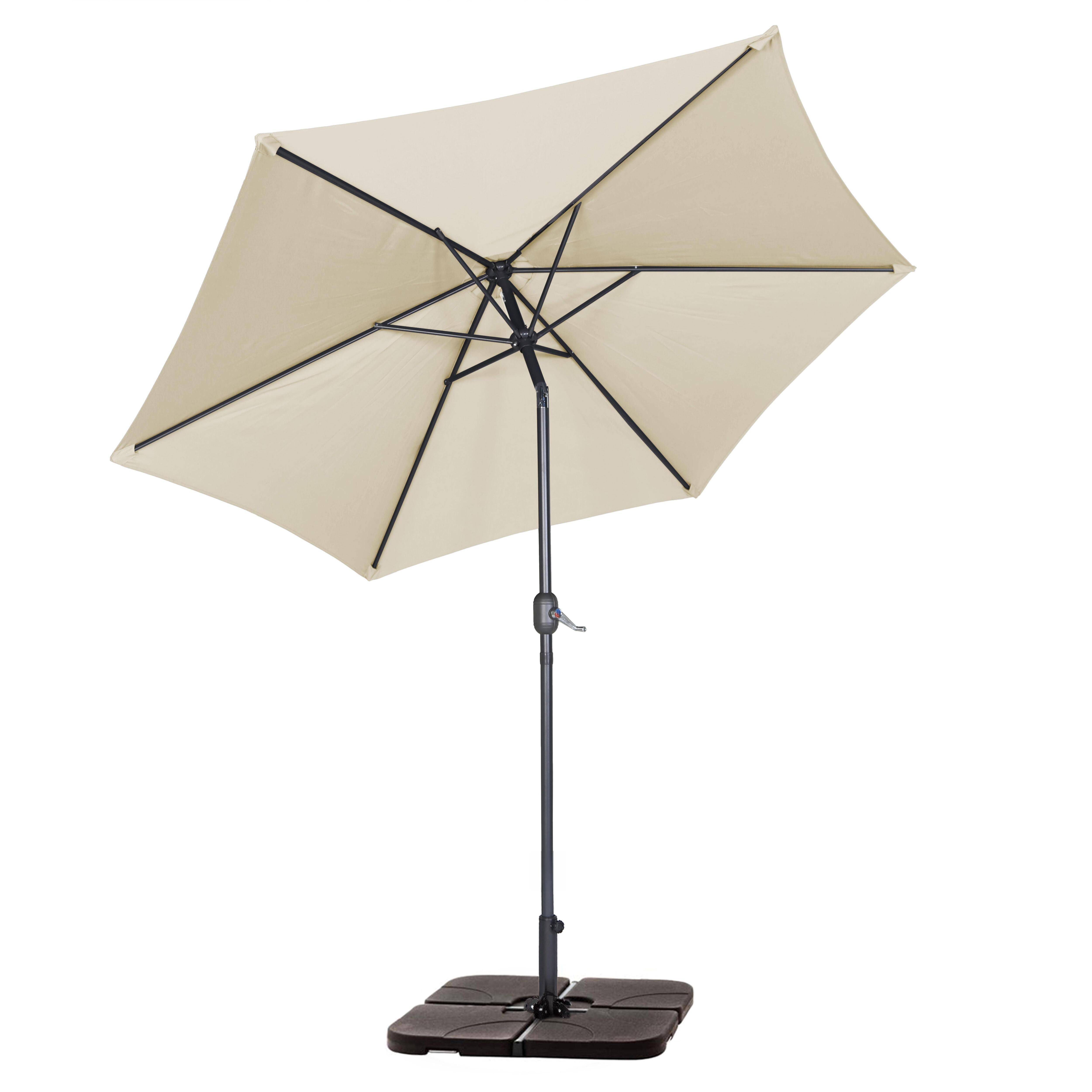 Oviala - Parasol droit inclinable 3m et 4 dalles à lester remplissables blanc Matera - Oviala - Imagen 3