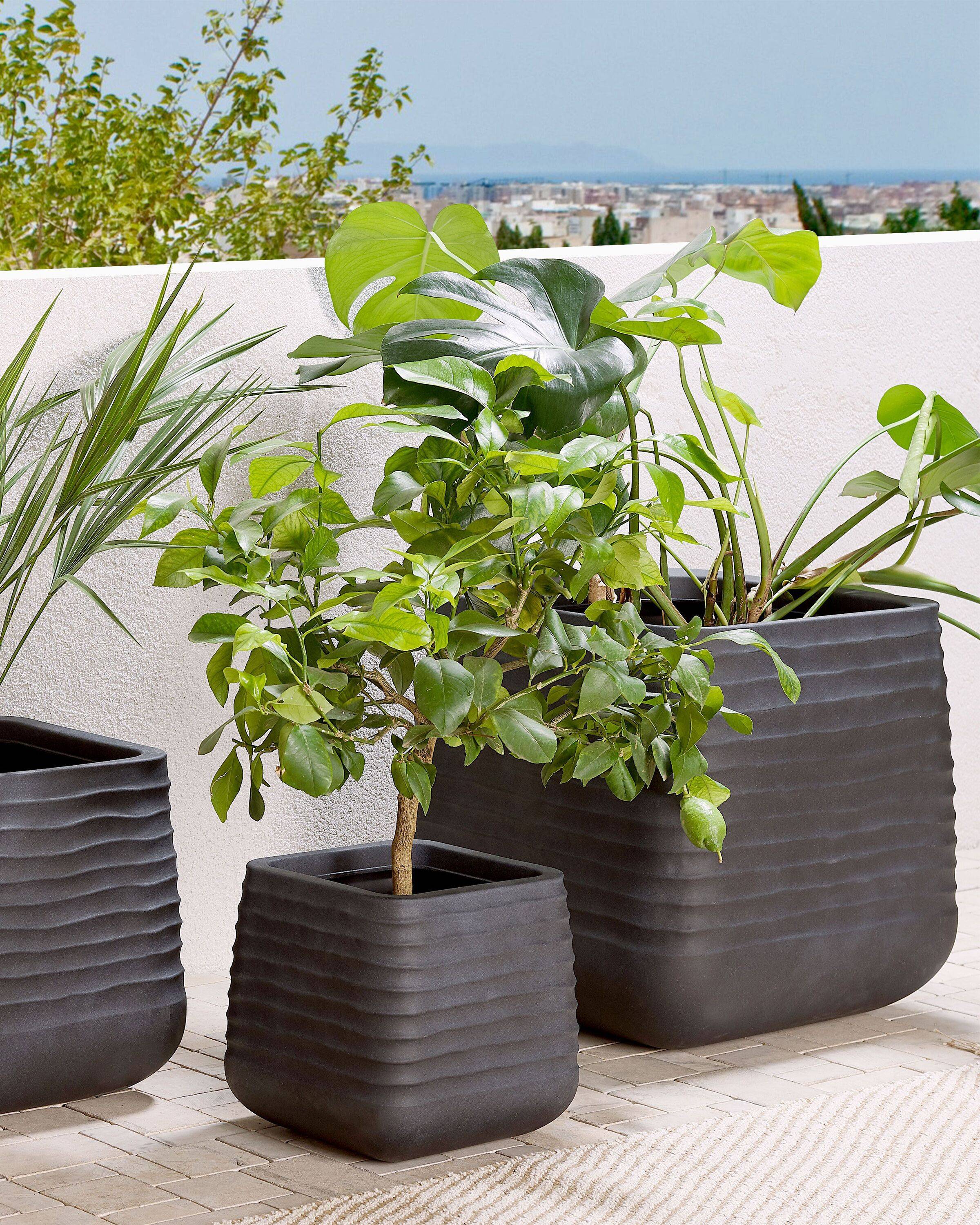 Beliani - Pot de Fleurs Cache-pot Carré 38x38 cm Noir Matières Résistantes Idéal pour Intérieur et Extérieur au Style Moderne et Scandinave Beliani - Imagen 2