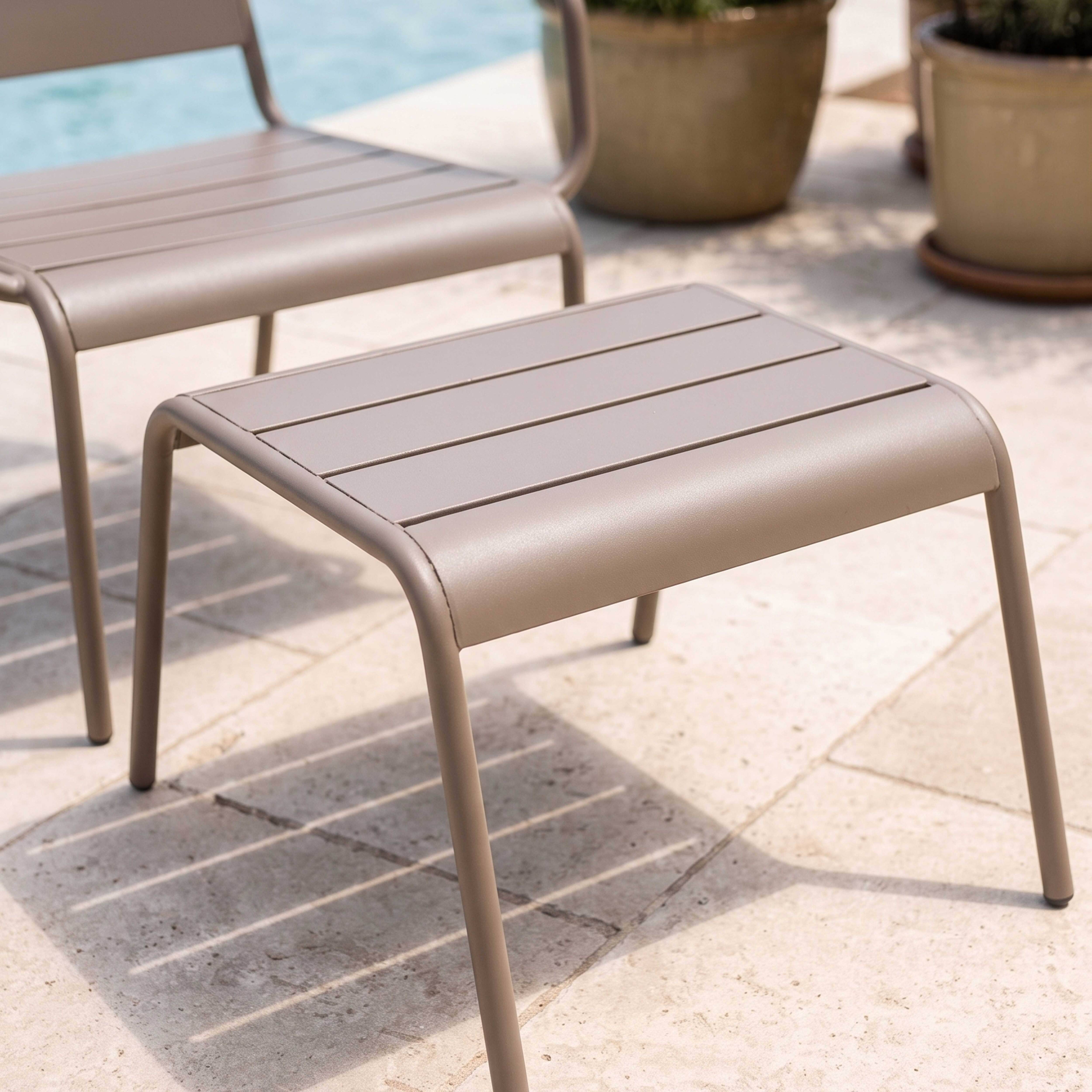 Oviala - Fauteuil relax et repose pied en métal taupe Palavas - Oviala - Imagen 4