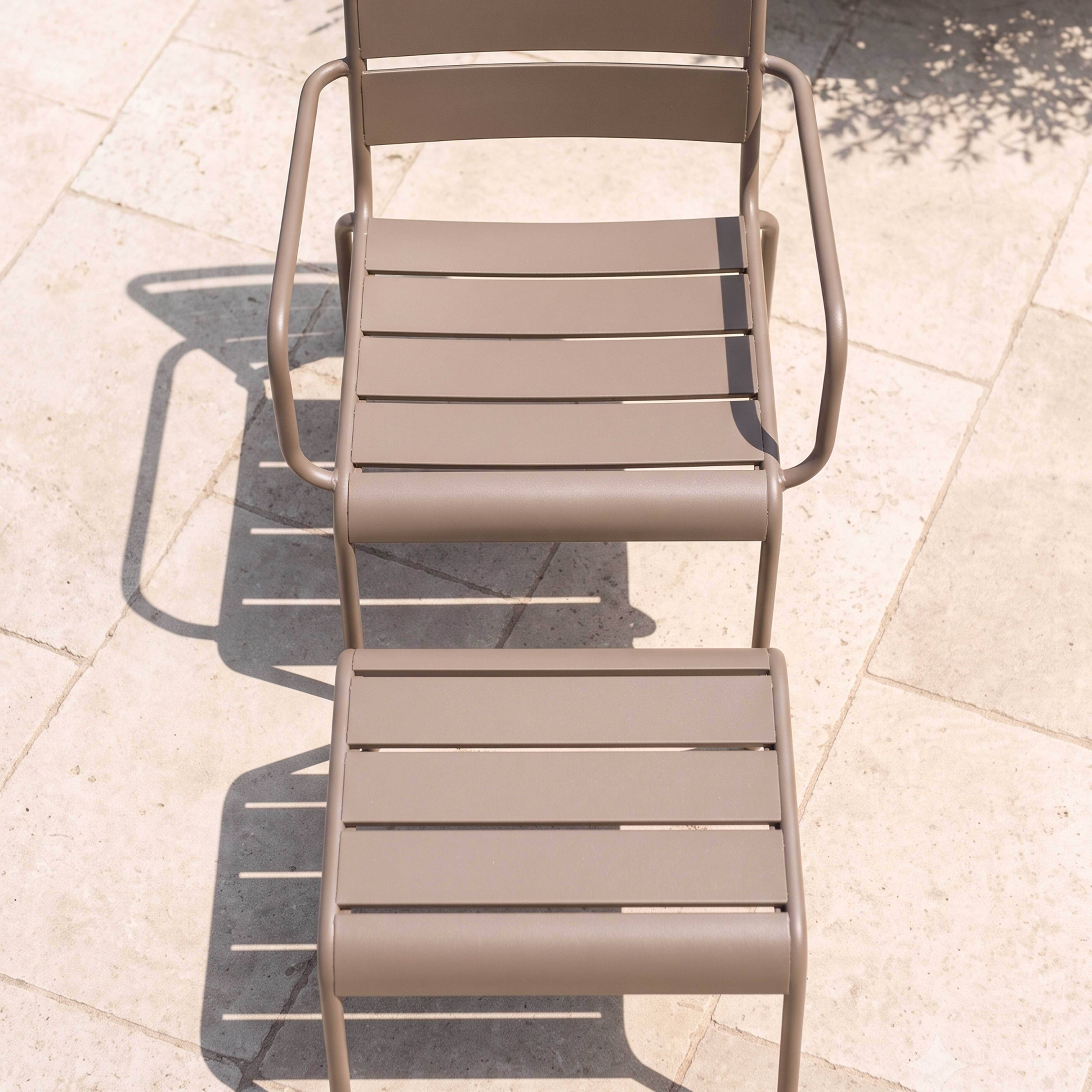 Oviala - Fauteuil relax et repose pied en métal taupe Palavas - Oviala - Imagen 3