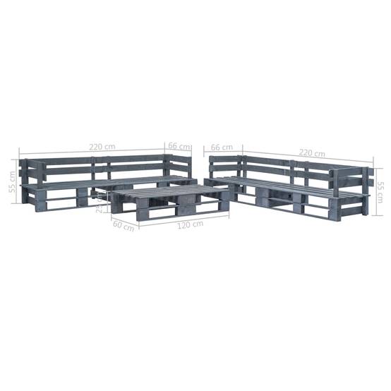 6 pcs Salon de jardin palette - Mobilier d'extérieur Bois Gris-JU7879 - Image 3