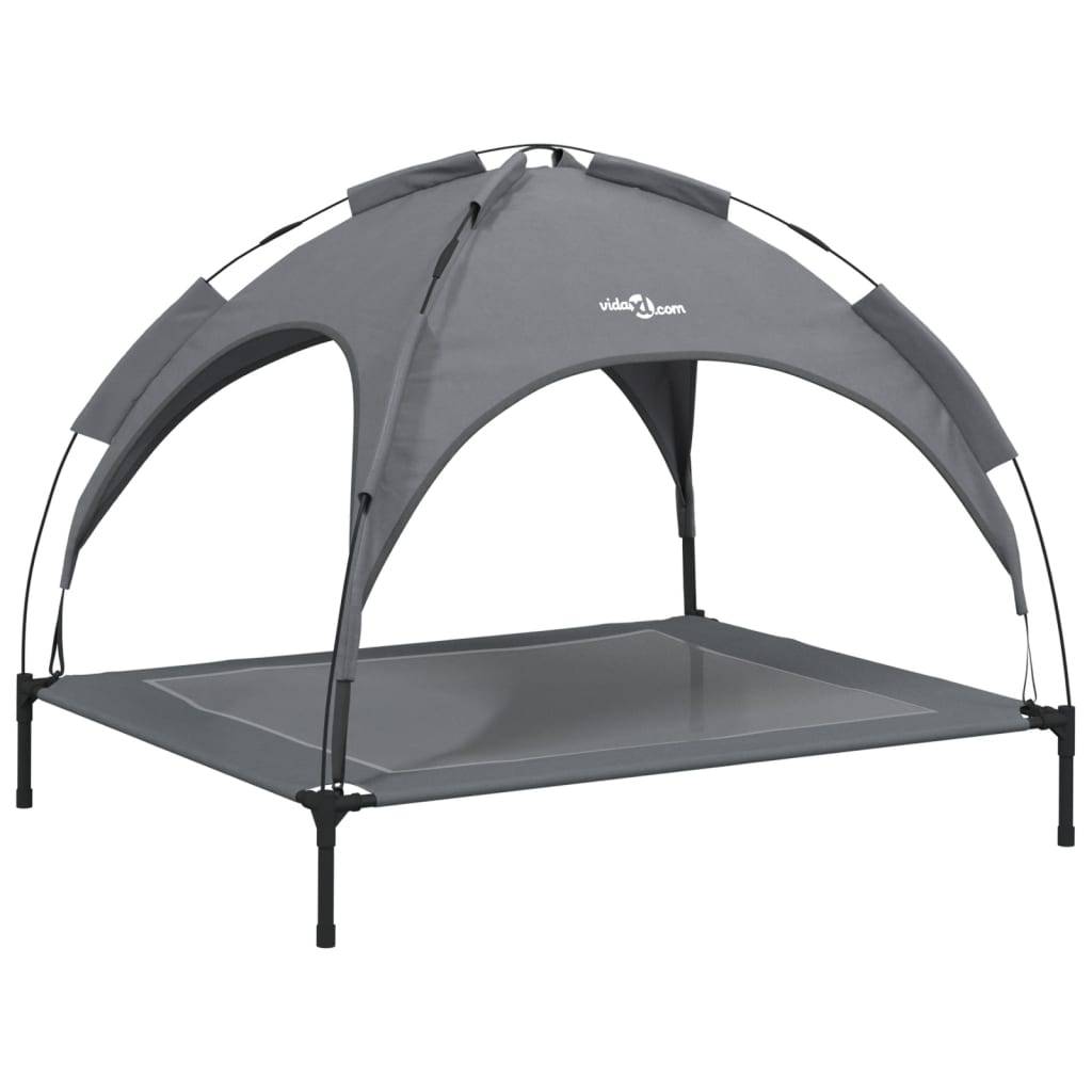 Grand Lit Chien avec Auvent Amovible Acier et Tissu Anthracite 104x86cm – ComfortXL Pet Living - Image 2