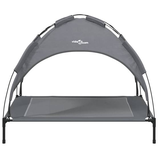 Grand Lit Chien avec Auvent Amovible Acier et Tissu Anthracite 104x86cm – ComfortXL Pet Living - Image 4