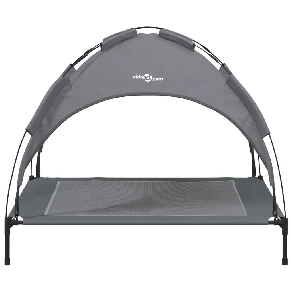 Grand Lit Chien avec Auvent Amovible Acier et Tissu Anthracite 104x86cm – ComfortXL Pet Living - Image 4