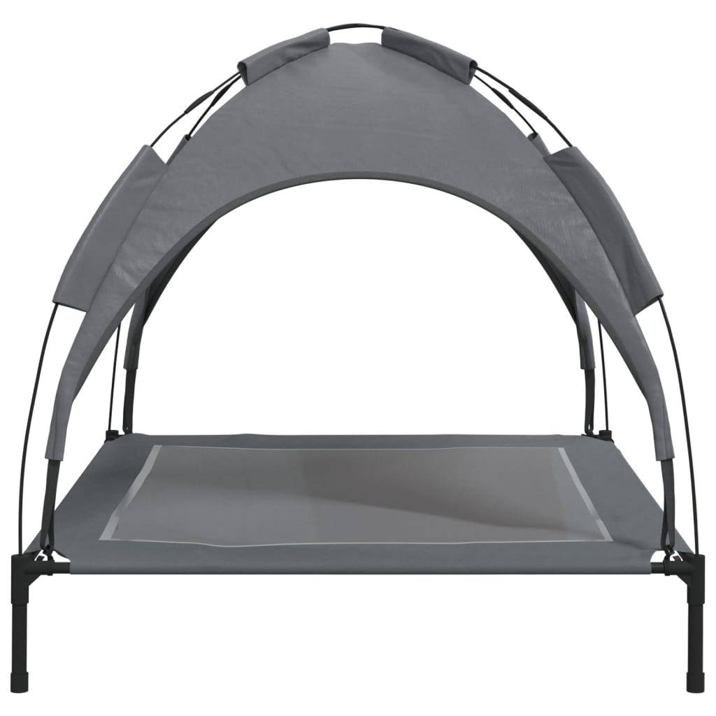 Grand Lit Chien avec Auvent Amovible Acier et Tissu Anthracite 104x86cm – ComfortXL Pet Living - Image 5