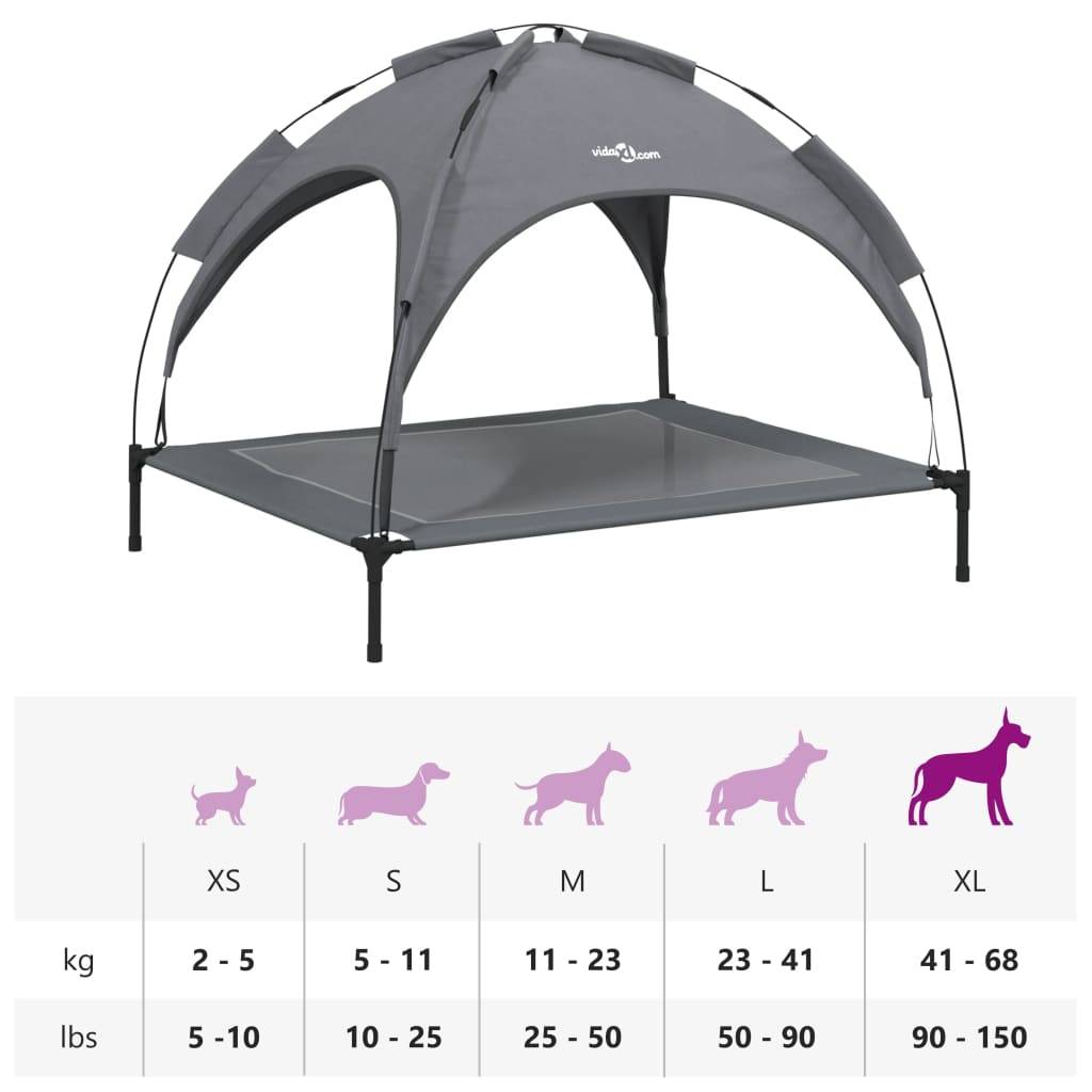 Grand Lit Chien avec Auvent Amovible Acier et Tissu Anthracite 104x86cm – ComfortXL Pet Living - Image 9